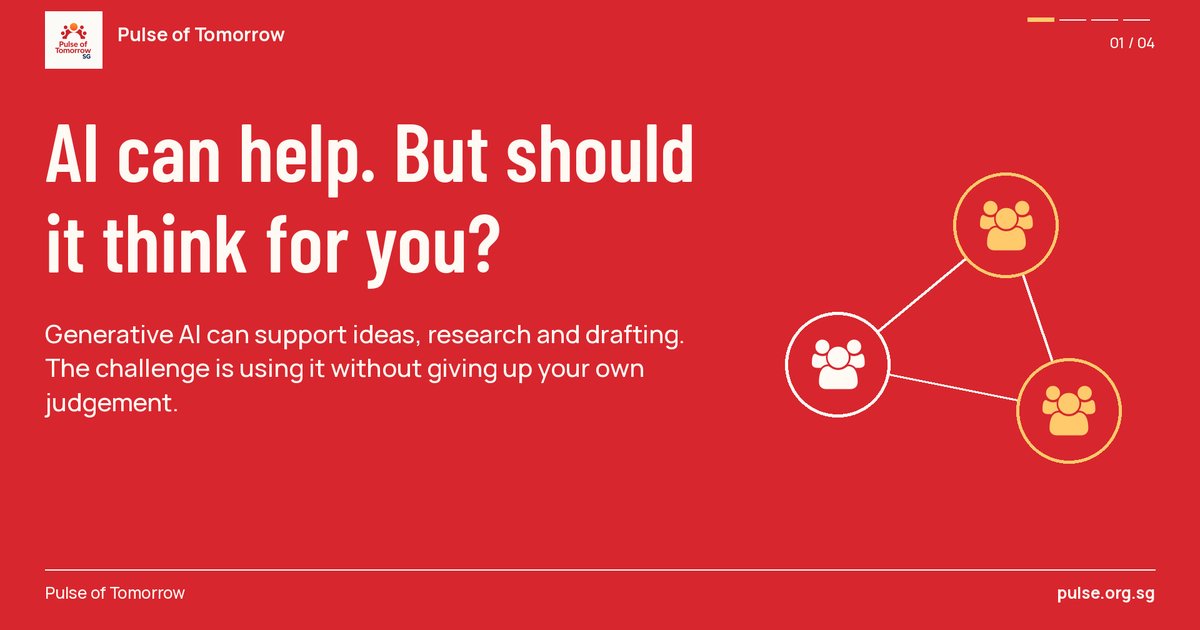 “AI can help you. But should it think for you?” — discuss responsible use of generative AI, including the importance of critical thinking instead of becoming overly dependent on AI tools.